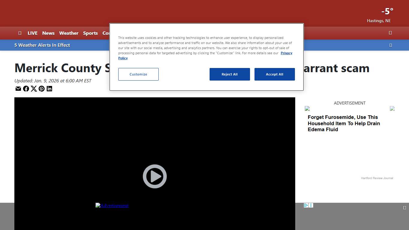 Merrick County Sheriff's Office informs public on warrant scam